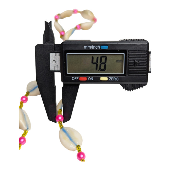 Hawaiian White & Blue Cowrie Sea Shell Necklace with Pink Faux Pearls Vtg - Picture 5 of 6